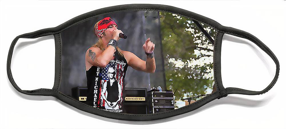 Bret Michaels Face Mask featuring the photograph Bret Making Music by Alice Gipson