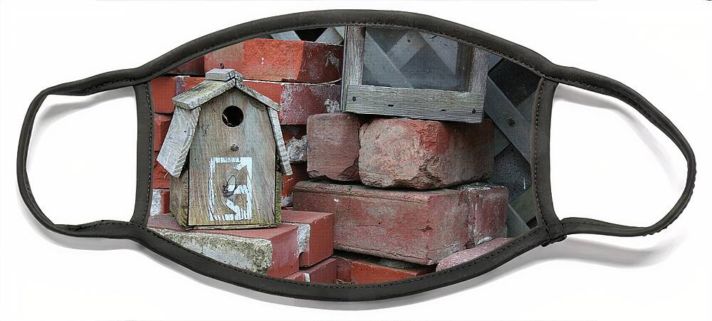 Horizontal Face Mask featuring the photograph Bricks and Bird Houses by Valerie Collins