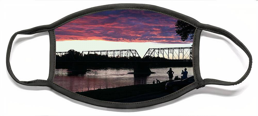Bridge Face Mask featuring the photograph Bridge Sunset in June by Christopher Plummer