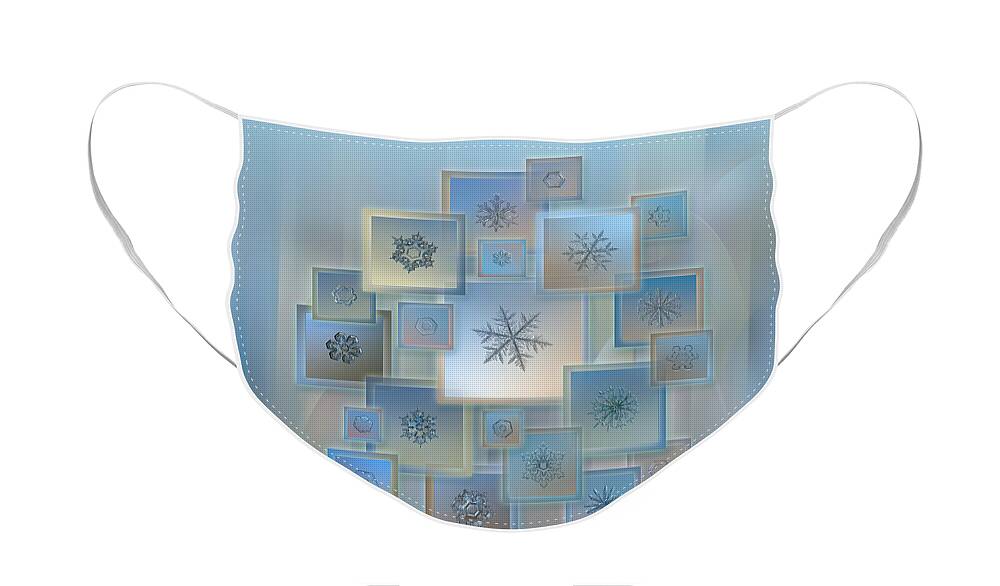 Snowflake Face Mask featuring the photograph Snowflake collage - Bright crystals 2012-2014 by Alexey Kljatov