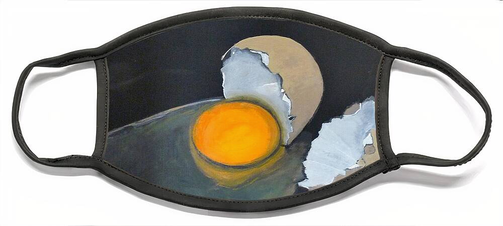 Egg Face Mask featuring the painting Broken Egg by Richard Le Page