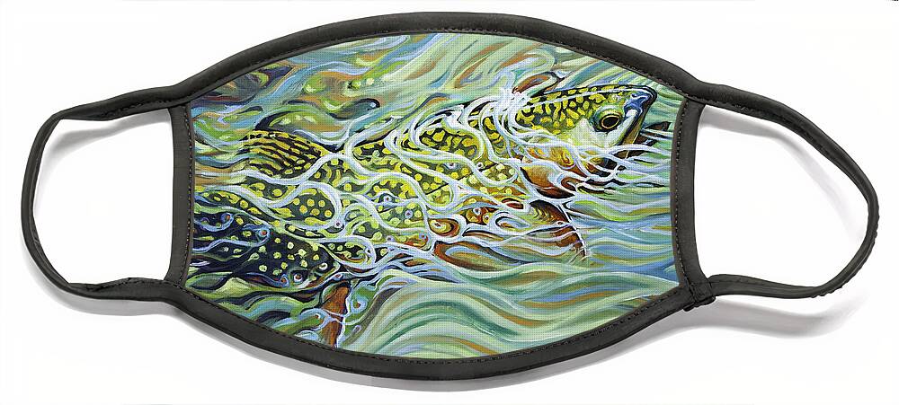 Fishing Face Mask featuring the painting Brookie flash by Robert Corsetti