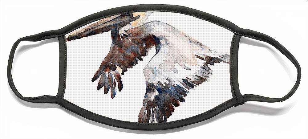 Pelican Face Mask featuring the painting Brown Pelican by Claudia Hafner