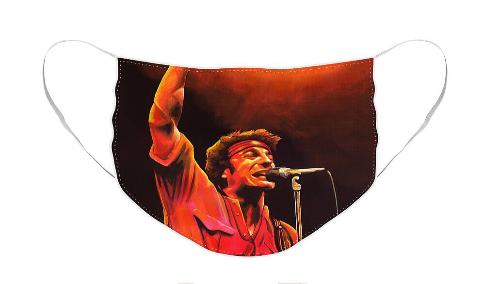 Bruce Springsteen Face Mask featuring the painting Bruce Springsteen Painting by Paul Meijering