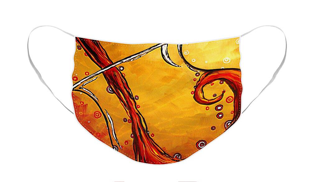 Abstract Face Mask featuring the painting BUBBLING JOY Original MADART Painting by Megan Aroon