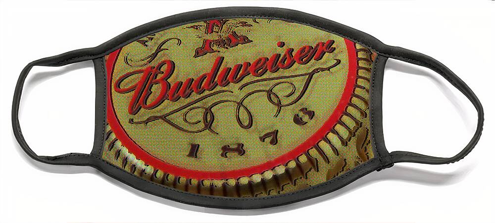 Budweiser Face Mask featuring the painting Budweiser Cap by Tony Rubino