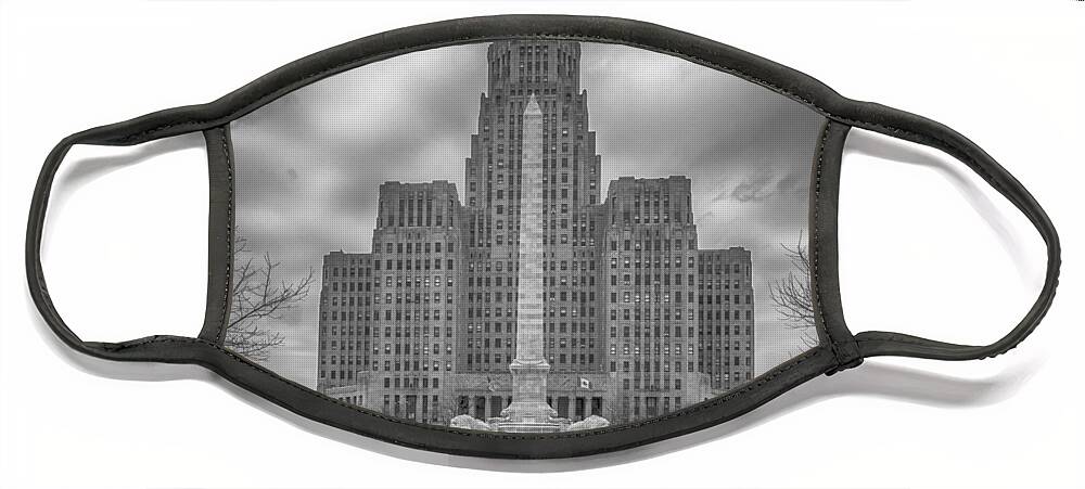 Buffalo Face Mask featuring the photograph Buffalo City Hall 3D22323b by Guy Whiteley