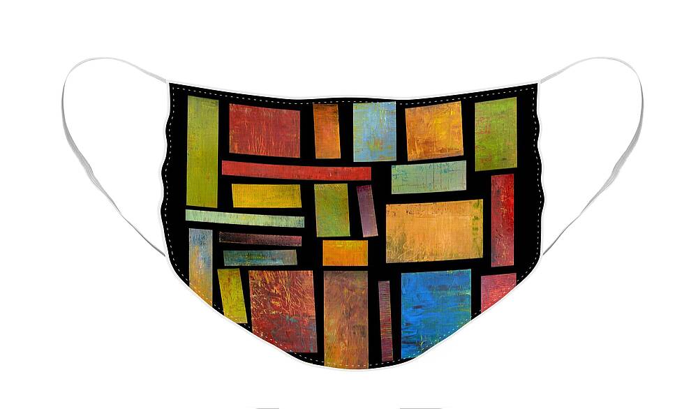 Textural Face Mask featuring the painting Building Blocks Three by Michelle Calkins