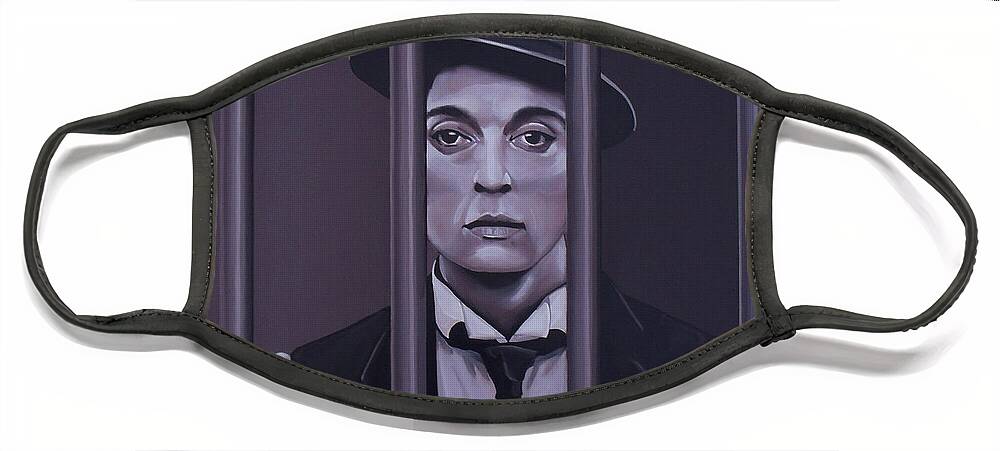 Buster Keaton Face Mask featuring the painting Buster Keaton Painting by Paul Meijering