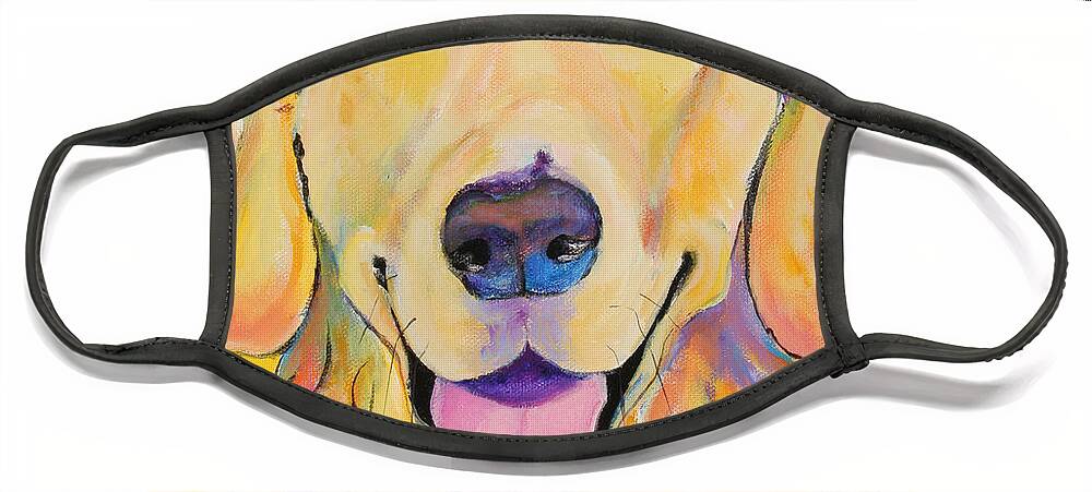 Golden Retriever Face Mask featuring the painting Buster by Pat Saunders-White