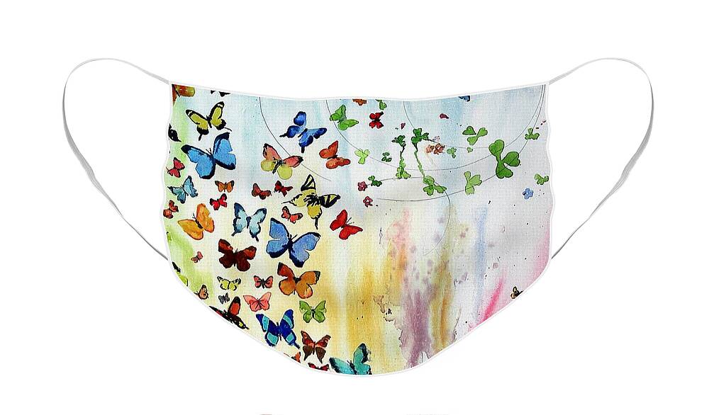 Butterflies Face Mask featuring the painting Butterflies by Tom Riggs