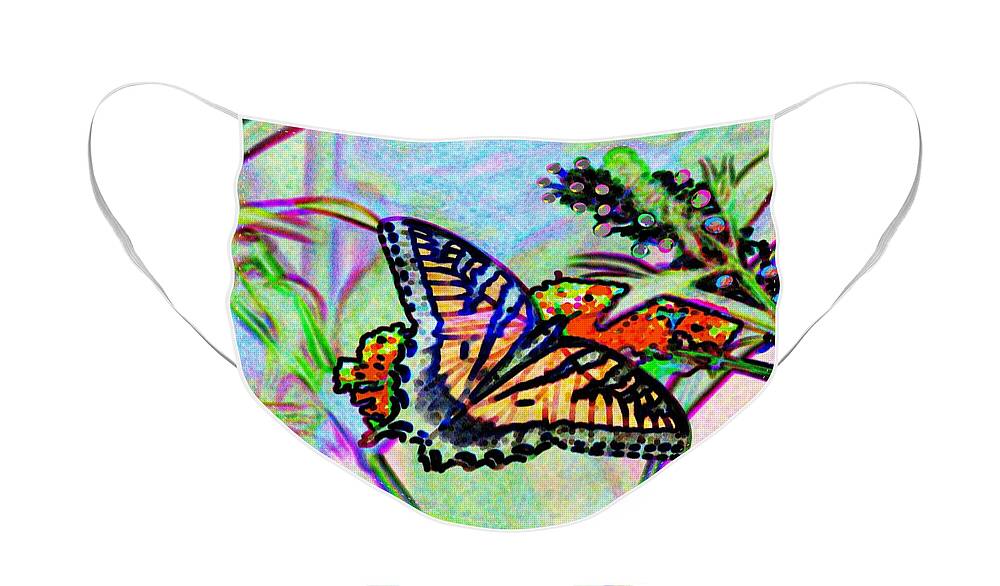 Butterfly Face Mask featuring the painting Butterfly by Cliff Wilson