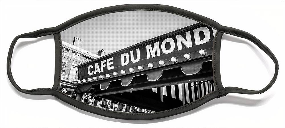 America Face Mask featuring the photograph Cafe Du Monde Black and White Picture by Paul Velgos