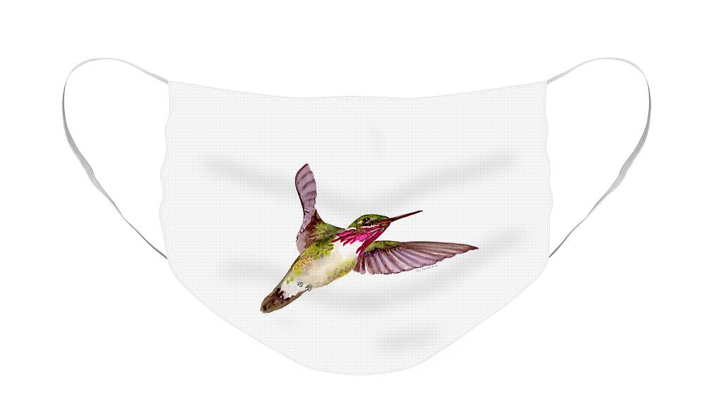 Bird Face Mask featuring the painting Calliope Hummingbird by Amy Kirkpatrick