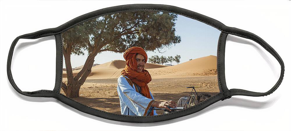 Camel Face Mask featuring the photograph Camel driver in Sahara by Patricia Hofmeester