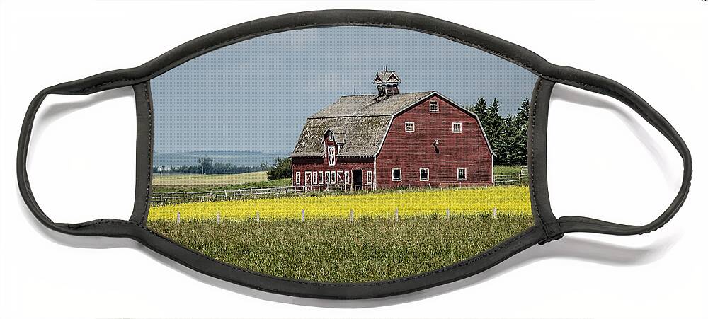 Red Face Mask featuring the photograph Canadian Red Barn #2 by Bert Peake