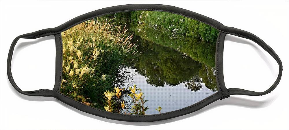 Oxford Face Mask featuring the photograph Canal Reflections by Jeremy Hayden