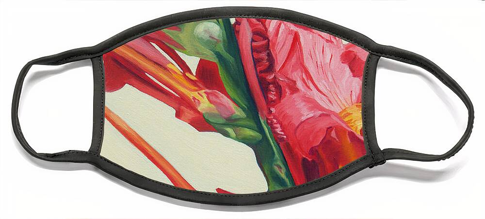 Canna Lily Face Mask featuring the painting Canna Lily by Annette M Stevenson