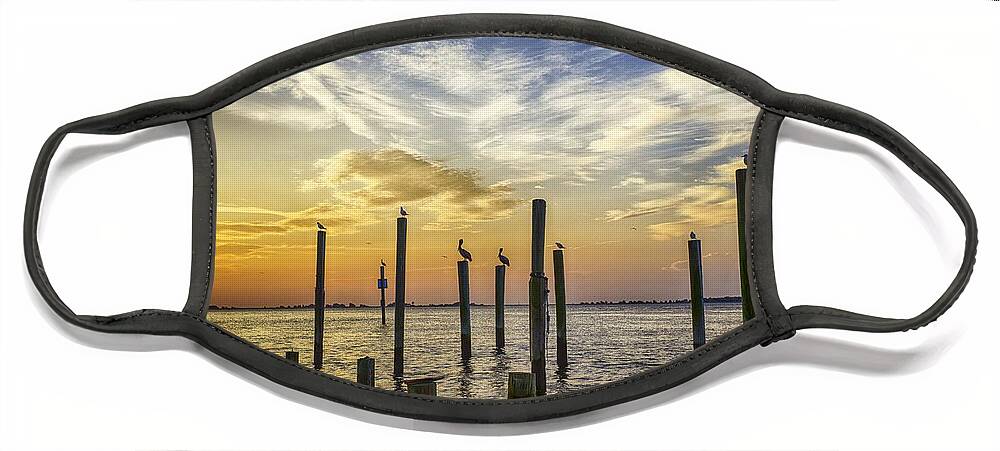 Southport Face Mask featuring the photograph Cape Fear Sunrise by Nick Noble