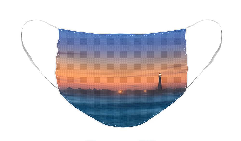 Lighthouse Sunset Face Mask featuring the photograph Cape May Lighthouse Sunset by Michael Ver Sprill