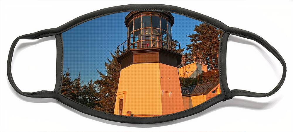 Cape Meares Face Mask featuring the photograph Cape Meares Lighthouse Complex by Adam Jewell