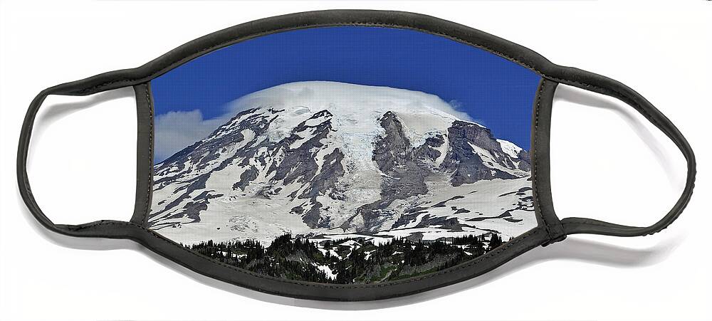 Capped Face Mask featuring the photograph Capped Rainier Up Close by Tikvah's Hope