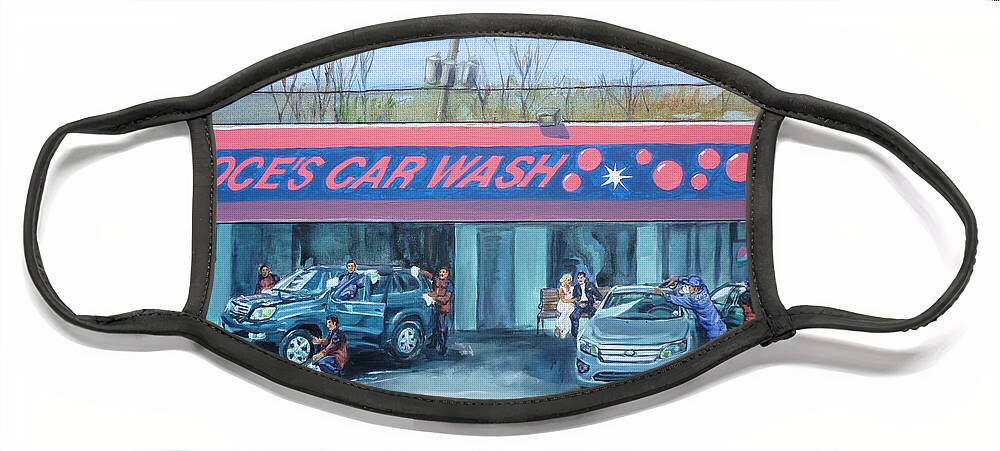 Jim Croce Face Mask featuring the painting Car Wash Blues by Bryan Bustard