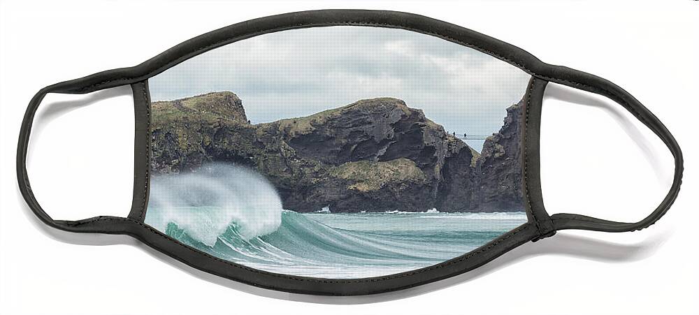 Carrick-a-rede Face Mask featuring the photograph Carrick-a-Rede Rope Bridge by Nigel R Bell