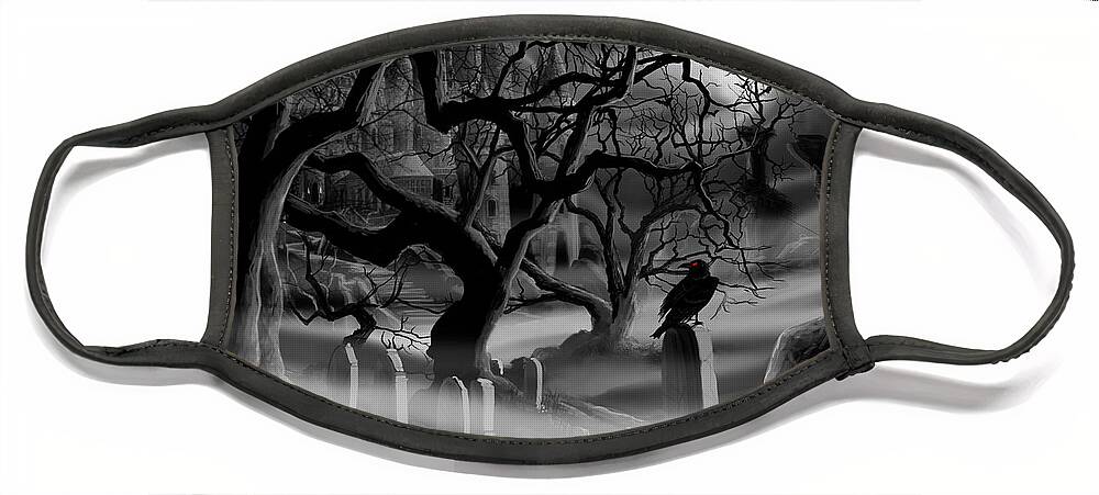 Castle Face Mask featuring the painting Castle Graveyard by James Christopher Hill