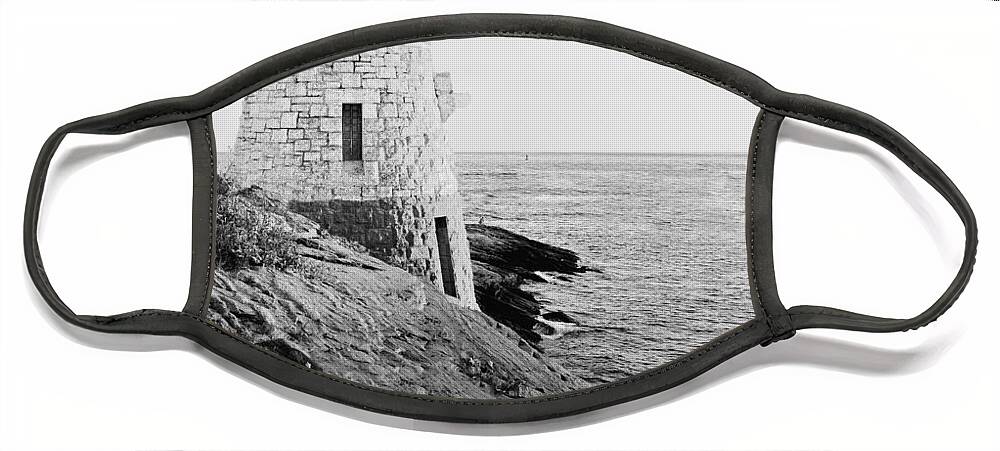 Lighthouse Face Mask featuring the photograph Castle Hill BW 1 by Marianne Campolongo