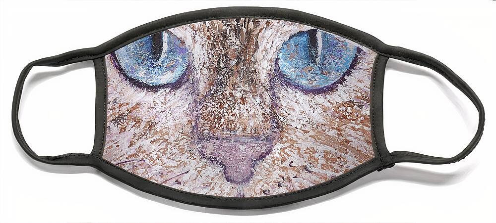 Feline Face Mask featuring the painting Cat Eyes by Audrey Peaty