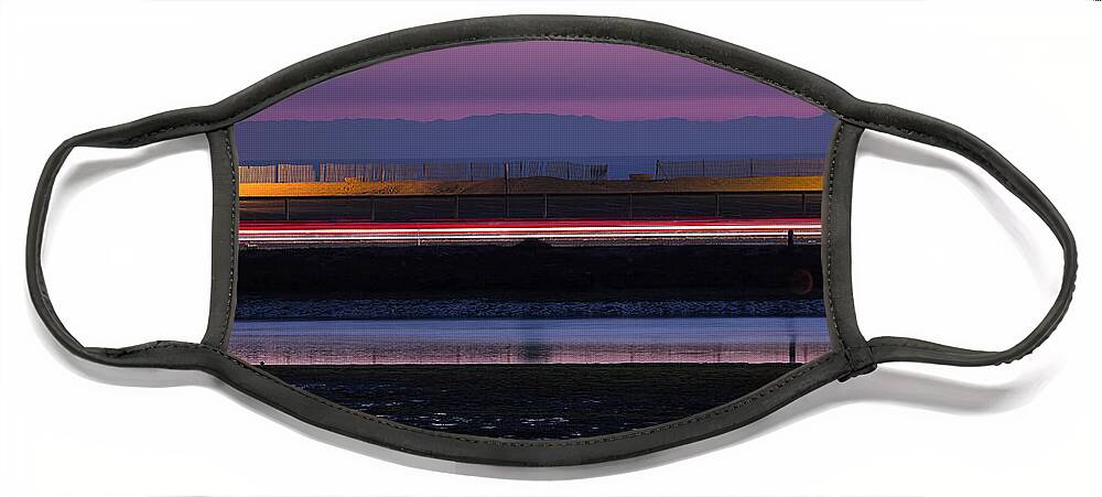 Abstract Face Mask featuring the photograph Catalina Bolsa Chica PCH Light trails and the Wetlands By Denise Dube by Denise Dube