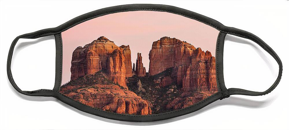 Sedona Face Mask featuring the photograph Cathedral Rock Sunset by Mary Jo Allen