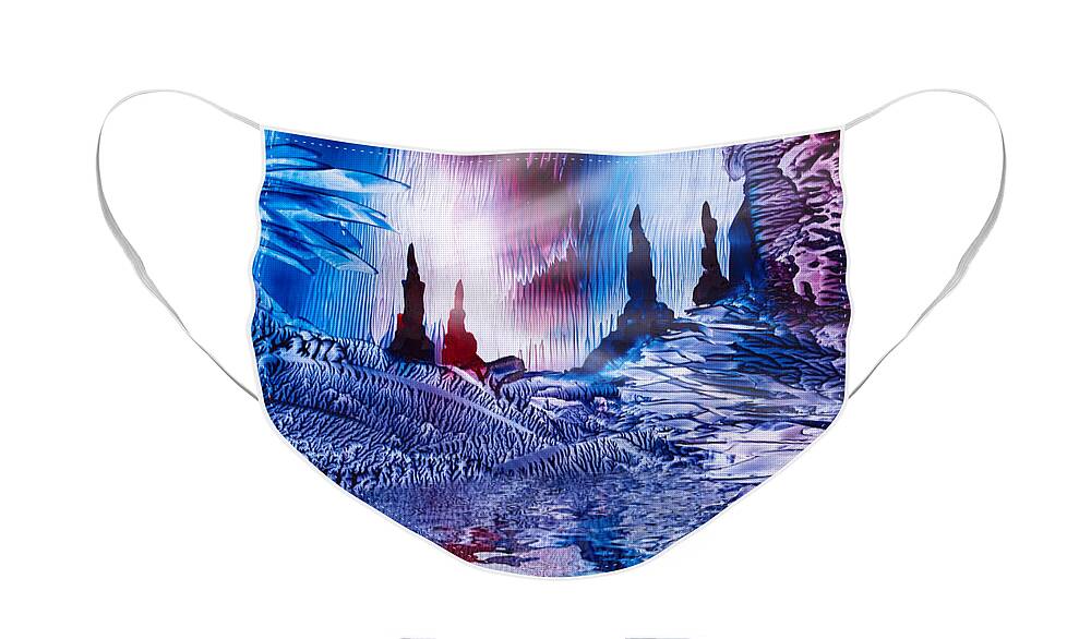  Fantasy Face Mask featuring the painting Cavern of Castles by Simon Bratt