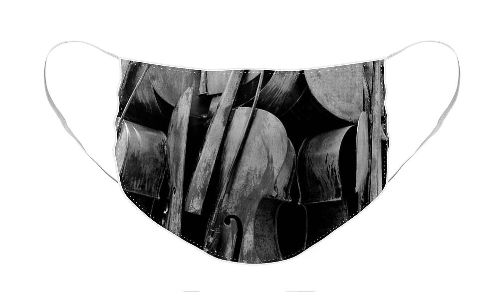 Cello Face Mask featuring the photograph Cellos 6 Black And White by Rob Hans