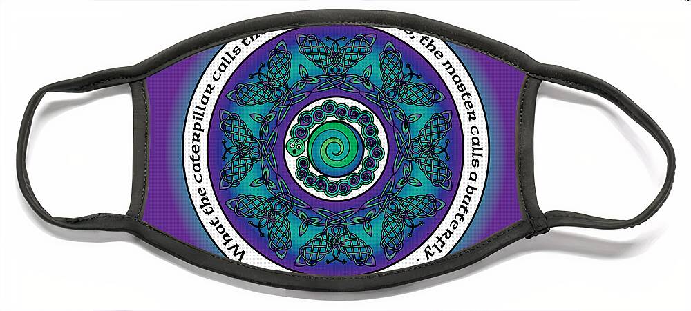 Celtic Art Face Mask featuring the photograph Celtic Butterfly Mandala by Celtic Artist Angela Dawn MacKay