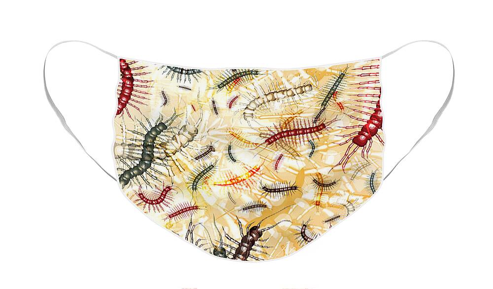 Abstracts Face Mask featuring the digital art Centipede by Matthew Lindley