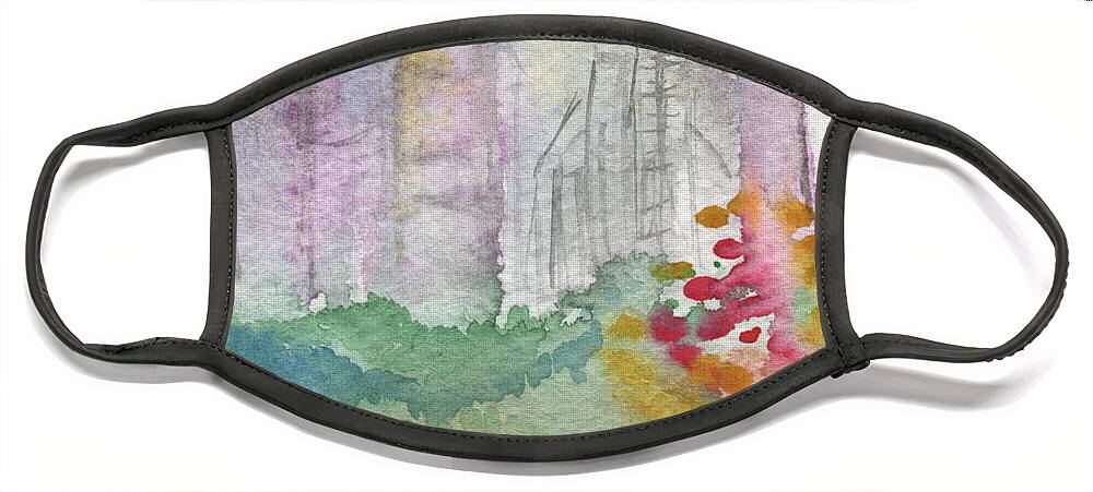 Garden Face Mask featuring the painting Central Park by Linda Woods