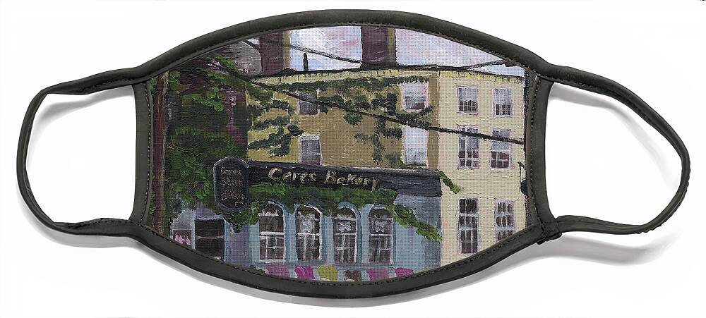 #portsmouthnh Face Mask featuring the painting Ceres Bakery by Francois Lamothe