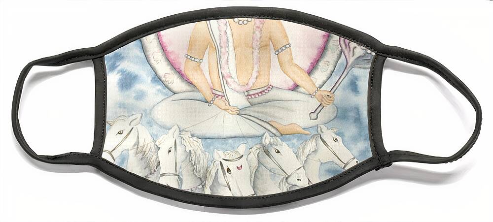 Vedic Astrology Face Mask featuring the painting Chandra The Moon by Srishti Wilhelm