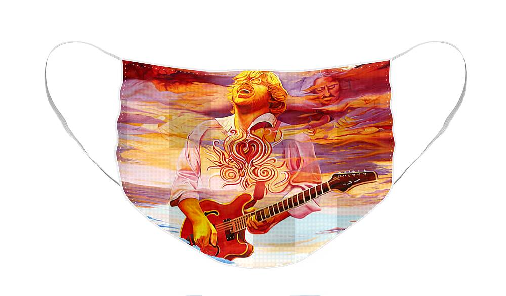 Trey Anastasio Face Mask featuring the painting Channeling the Cosmic Goo at the Gorge by Joshua Morton