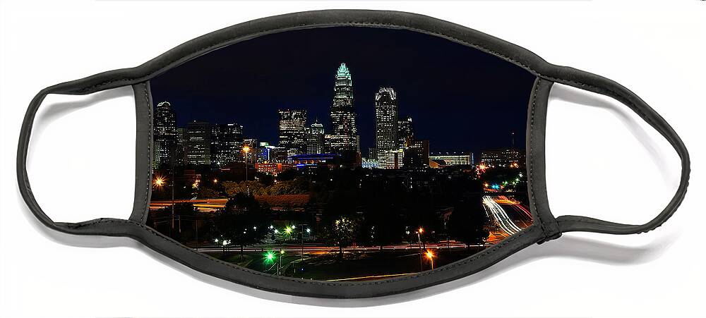 Charlotte Face Mask featuring the photograph Charlotte NC at night by Flees Photos