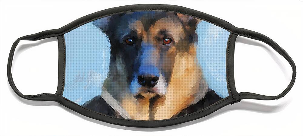 Art Face Mask featuring the painting Chic German Shepherd by Jai Johnson