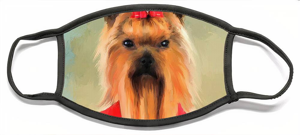 Yorkie Face Mask featuring the painting Chic Yorkshire Terrier by Jai Johnson
