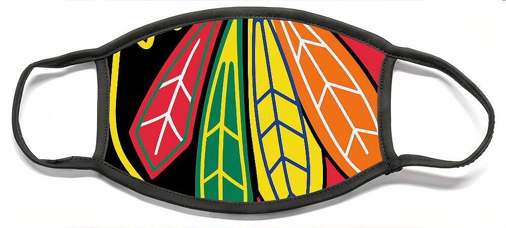 Chicago Face Mask featuring the painting Chicago Blackhawks by Tony Rubino