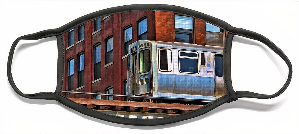 Chicago Face Mask featuring the painting Chicago El and Warehouse by Christopher Arndt