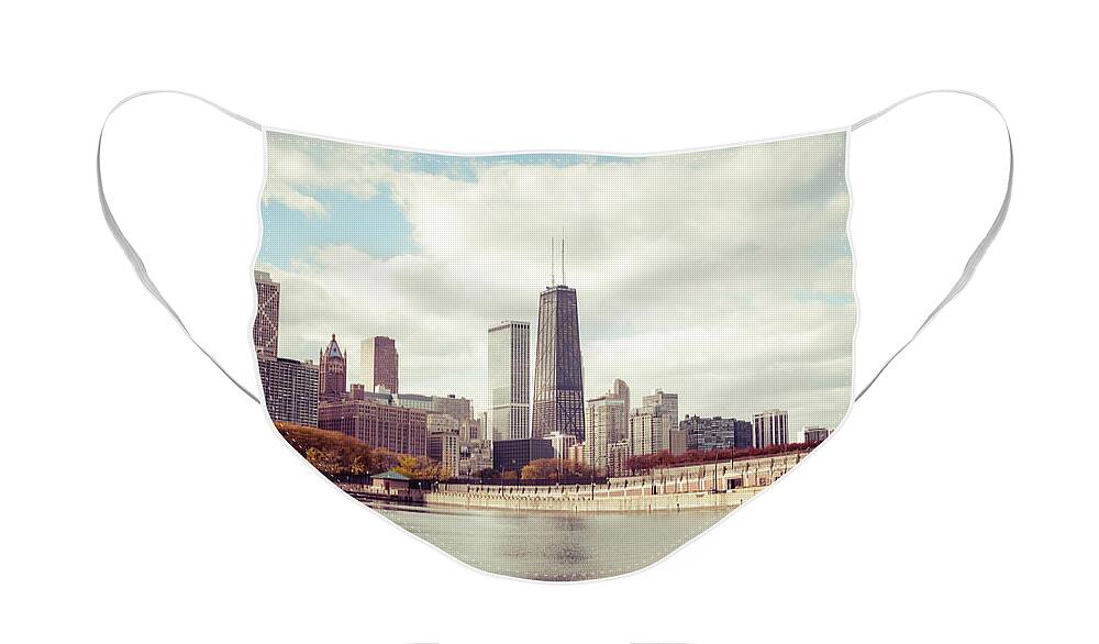 America Face Mask featuring the photograph Chicago Skyline Vintage Picture by Paul Velgos