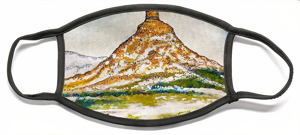 Art Face Mask featuring the painting Chimney Rock by Bern Miller