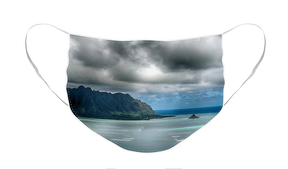 Hawaii Face Mask featuring the photograph Chinaman's Hat from Puu Maelieli by Dan McManus