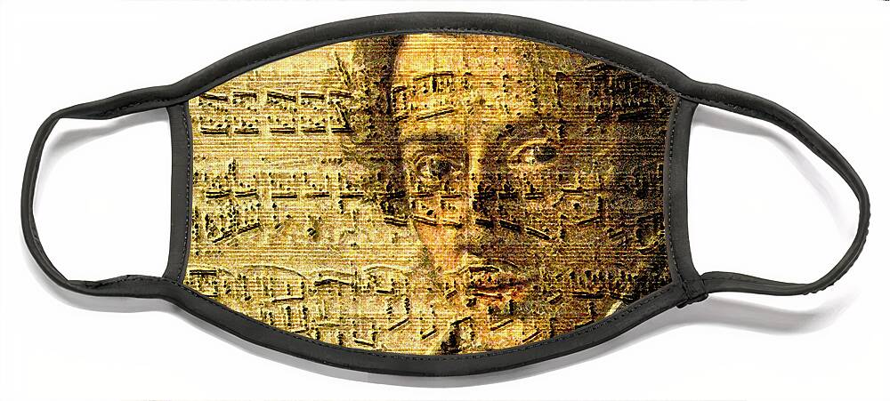 Classical Music Face Mask featuring the digital art Frederic Chopin by John Vincent Palozzi